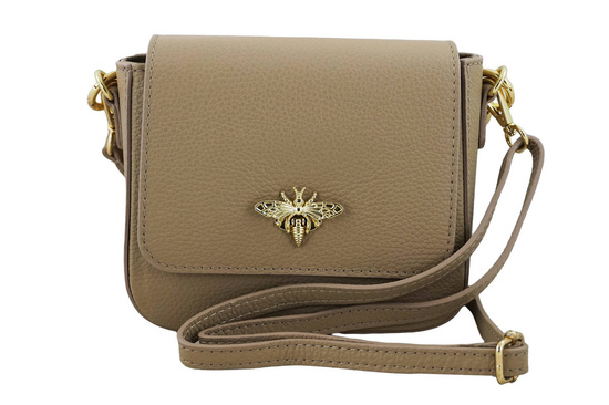 Modna torebka skórzana ze złotym łańcuszkiem - Beżowa 