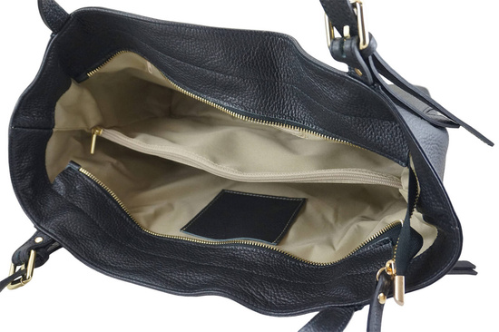 Modna shopperka damska na ramię - Czarna 