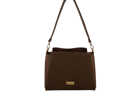 Torebka miejska z naturalnego zamszu i skóry - Brązowa 