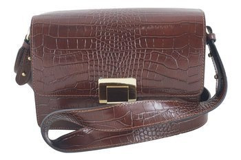 Modna torebka skórzana - CROCO - Brązowa