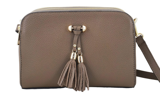 Listonoszka skórzana z kieszeniami - Beżowa ciemna 