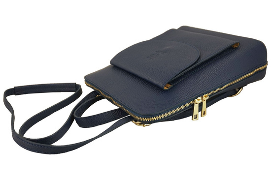 Plecak skórzany / listonoszka - Casual - 2w1 - Różowy pudrowy 