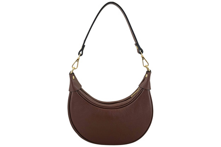 Subtelna mini torebka z miękkim zamszem i złotymi detalami - Brązowa