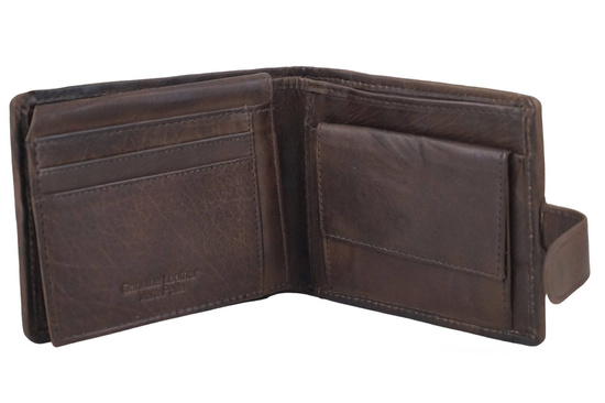 Ekskluzywny portfel męski z zapięciem - Brązowy ciemny 