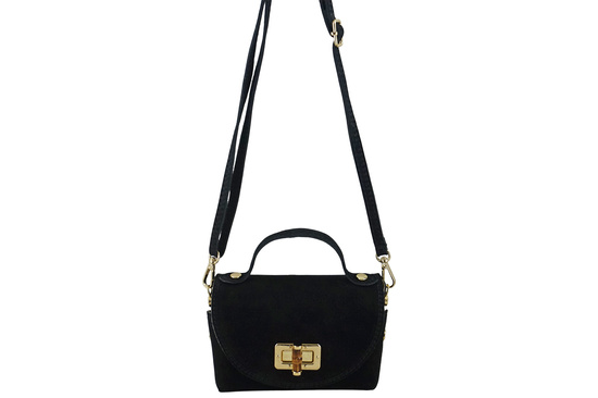 Mała torebka zamszowa wizytowa - Czarna 