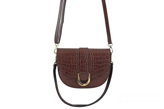 Listonoszka damska croco - Brązowa 
