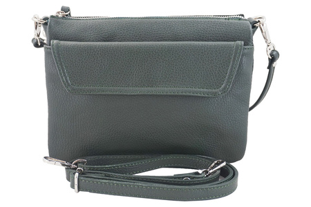Torebka listonoszka skórzana - trzykomorowa - Szara ciemna