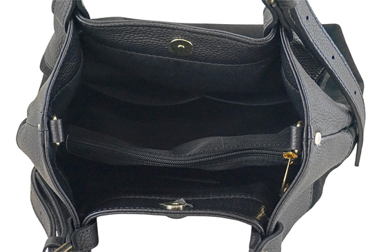 Elegancka torebka damska z naturalnego zamszu - Czarna 