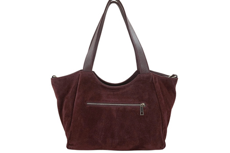 Torebka damska zamszowa typu worek - Bordowa 