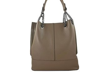 Modna torebka skórzana damska - Beżowa ciemna