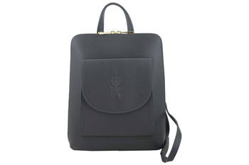 Plecak skórzany / listonoszka - Casual 2w1 - Szary ciemny