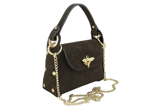 Zamszowa torebka wizytowa -  Brązowa ciemna 