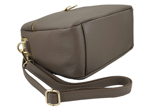 Pojemna torebka skórzana dwukomorowa - Beżowa ciemna 