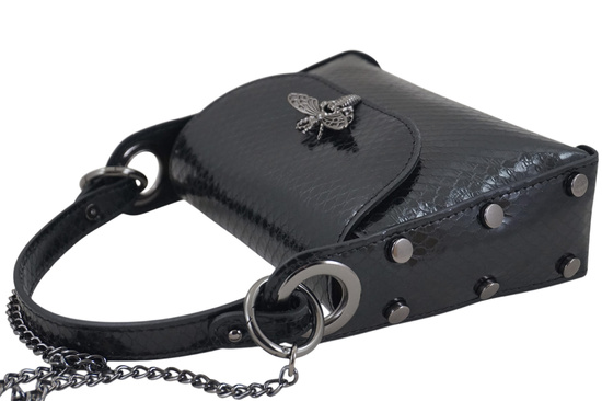 Lakierowana torebka wizytowa skórzana - Czarna