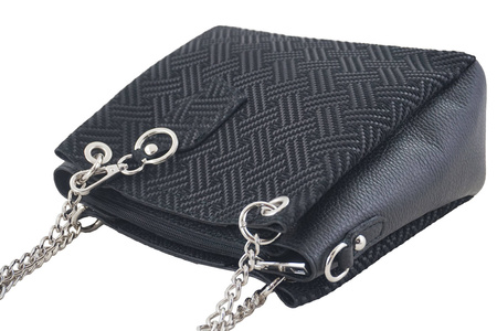 Torebka skórzana ze wzorem geometrycznym - Czarna