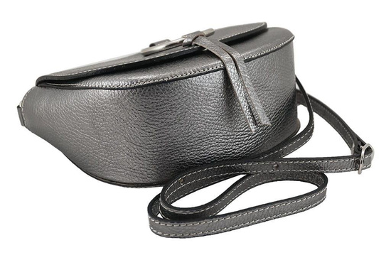 Damska skórzana listonoszka włoska - Srebrna ciemna