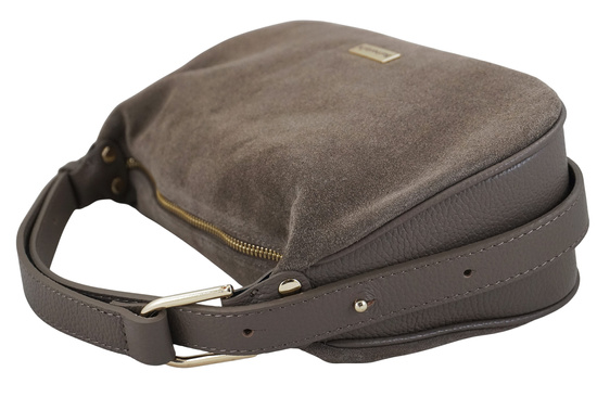 Elegancka torebka zamszowa na ramię - Beżowa ciemna 