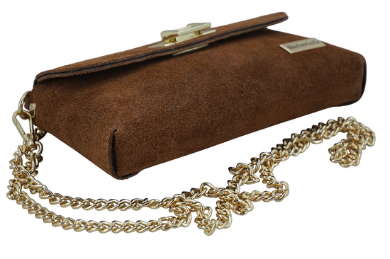 Zamszowa kopertówka na łańcuszku Barberinis - Brązowa 