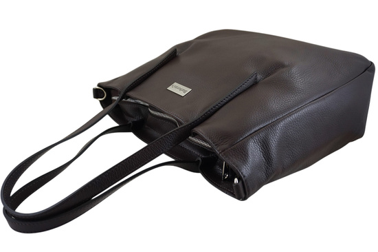 Shopperka damska skórzana Barberinis - Brązowa ciemna