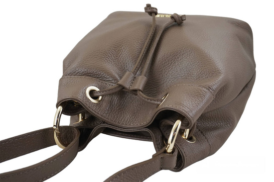 Torebka skórzana / mini worek - Beżowa ciemna 