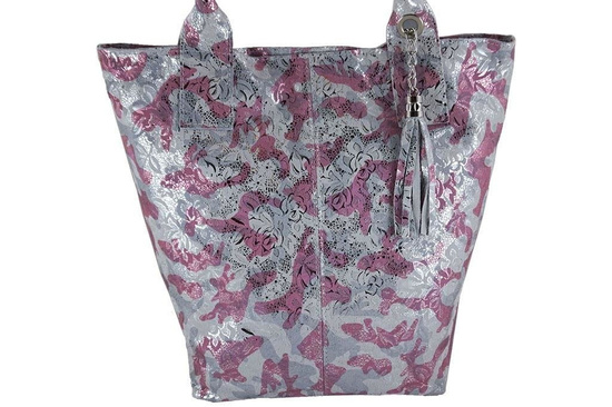 Torebka damska worek multikolor - Różowa pudrowa 