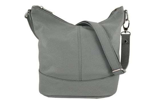 Modna torebka włoska skórzana - Szara ciemna