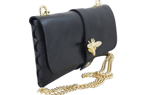 Torebka kopertówka metalizowana - Czarna