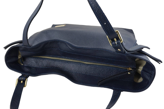 Modna shopperka damska na ramię - Granatowa 