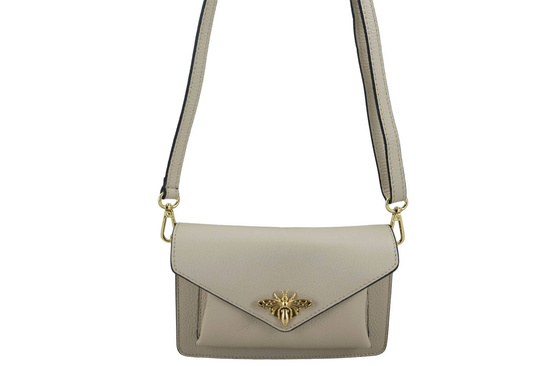 Torebka damska wizytowa skórzana - Beżowa jasna