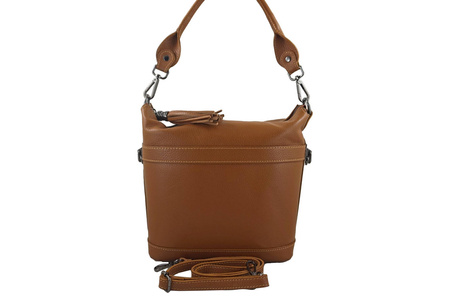 Damski kuferek skórzany na ramię - Brązowy jasny