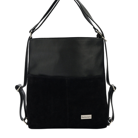 Torebka plecak z zamszem - Czarna 