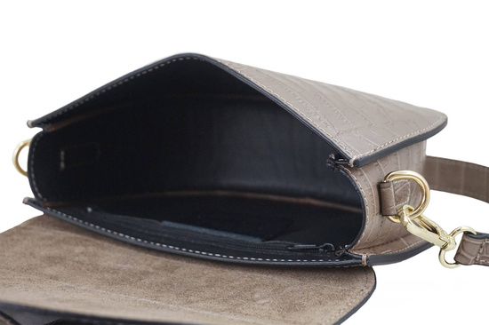 Listonoszka damska croco - Beżowa ciemna 