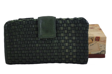 Ekskluzywny portfel z miękkiej skóry - Zielony ciemny