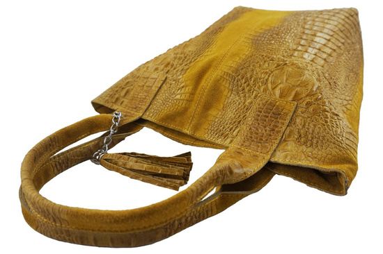 Modny worek skórzany CROCO Barberinis Żółty ciemny