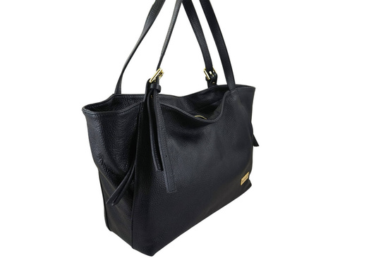 Modna shopperka damska na ramię - Czarna 