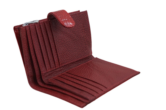 Portfel skórzany damski lakierowany na zatrzask - Czerwony