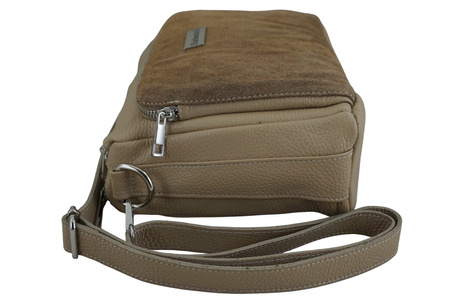 Codzienna torebka ze skóry naturalnej z zamszem - Beżowa