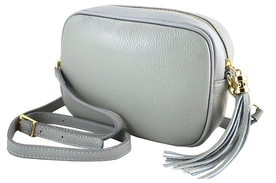 Modna listonoszka skórzana damska - Szara jasna