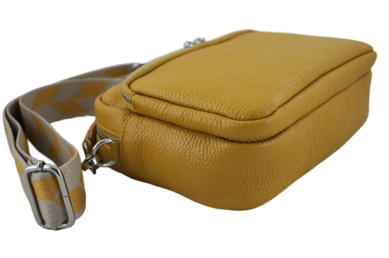 Torebka damska z ozdobnym paskiem - Żółta ciemna 