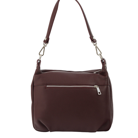 Skórzana torebka z zamszowym akcentem - Bordowa 