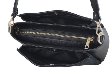 Torebka miejska z naturalnego zamszu i skóry - Czarna