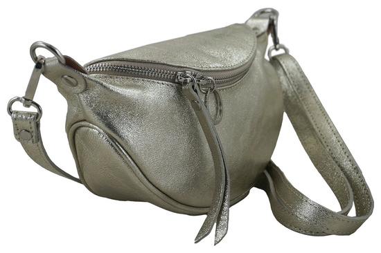 Saszetka nerka skórzana damska - Złota 