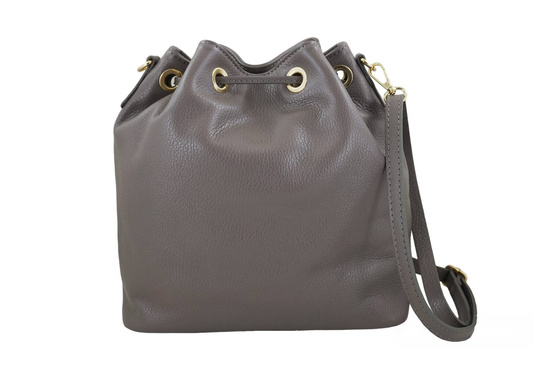 Torebka damska - worek z frędzlami - Szara 