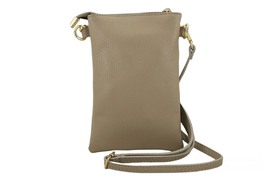 Torebka skórzana / etui na telefon - Beżowe