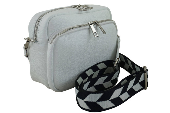 Torebka damska z ozdobnym paskiem - Biała 