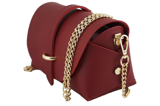 Modna listonoszka wizytowa skórzana - Bordowa 