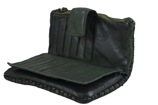 Ekskluzywny portfel z miękkiej skóry - Zielony ciemny