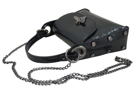 Lakierowana torebka wizytowa skórzana - Czarna