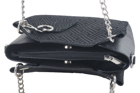 Torebka skórzana ze wzorem geometrycznym - Czarna