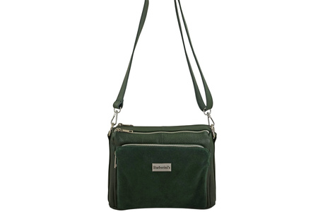 Codzienna torebka ze skóry naturalnej z zamszem - Zielona ciemna